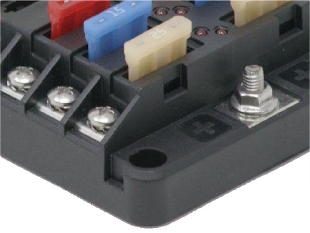 Porta Fusível Lâmina 12 Vias com LED Indicador e Tampa EGIS 8029B