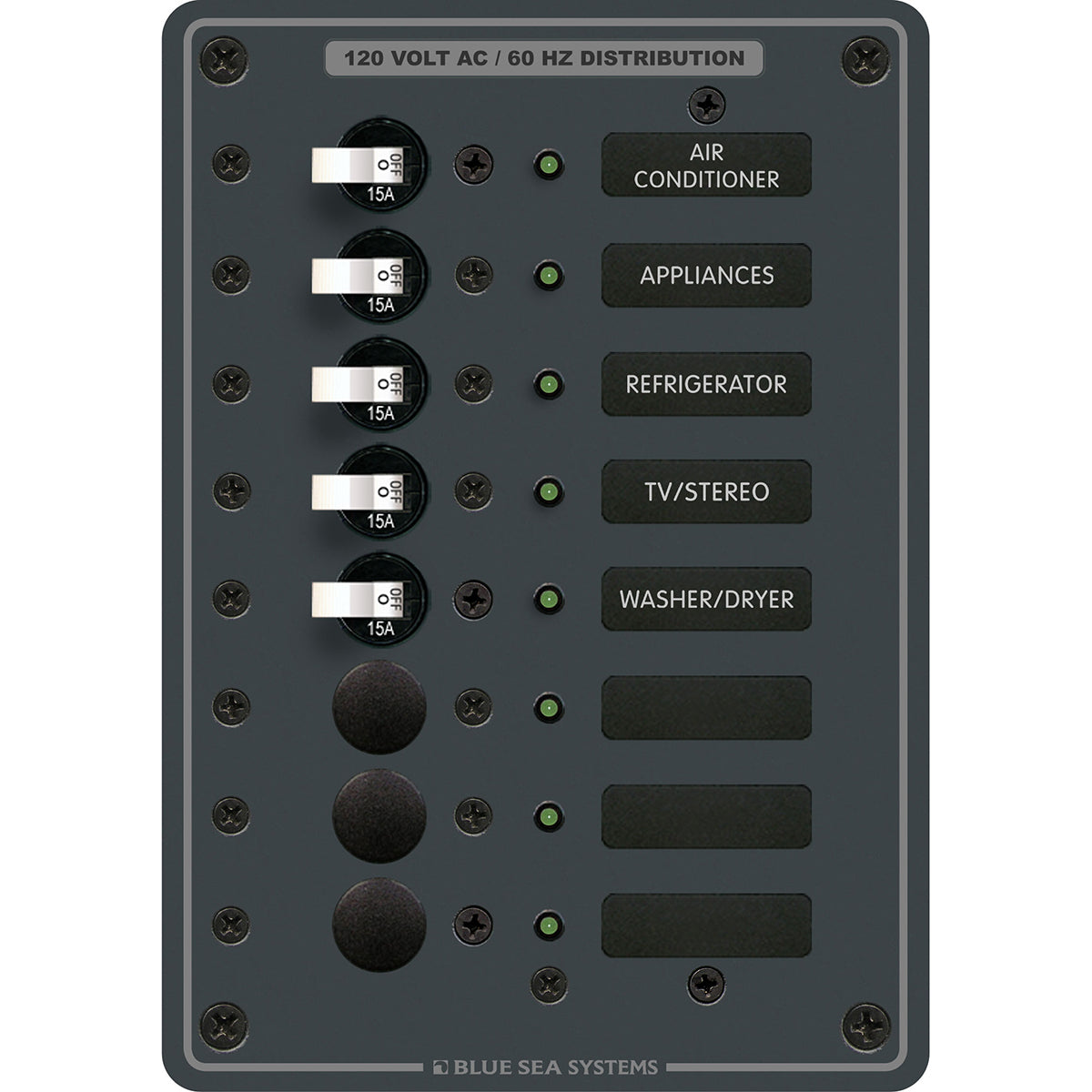 Painel de Distribuição AC 8 Posições 120V Blue Sea 8059