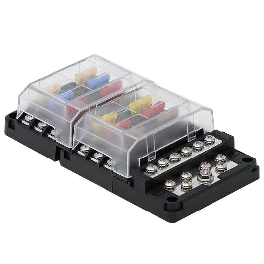 Porta Fusível Lâmina 12 Vias c/ Barramento Negativo LED EGIS 8026B