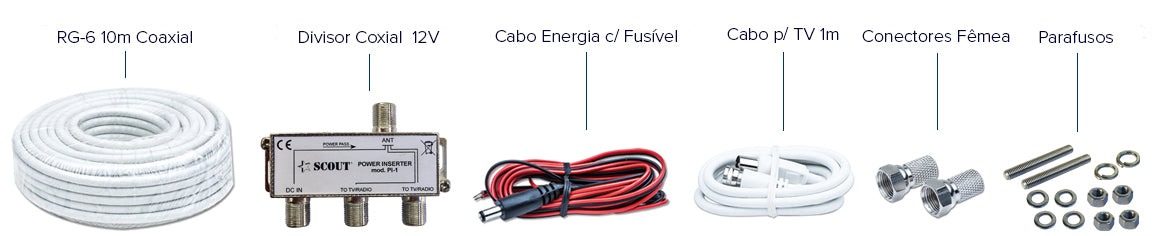 Antena TV/FM Omnidirecional Marítima Scout Wave Kit c/ Amp