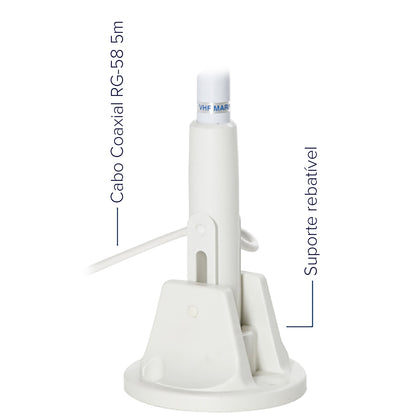 Antena VHF Marítima Scout KM-22-BS 1,5m 3dB c/ Suporte Articulado