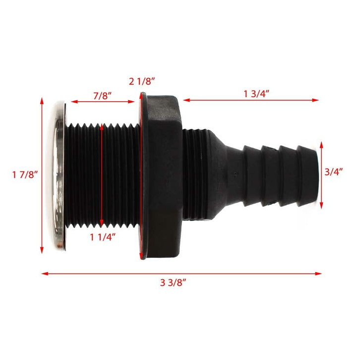 Saída de Costado c/ Capa de Inox Attwood 68554-1 3/4"