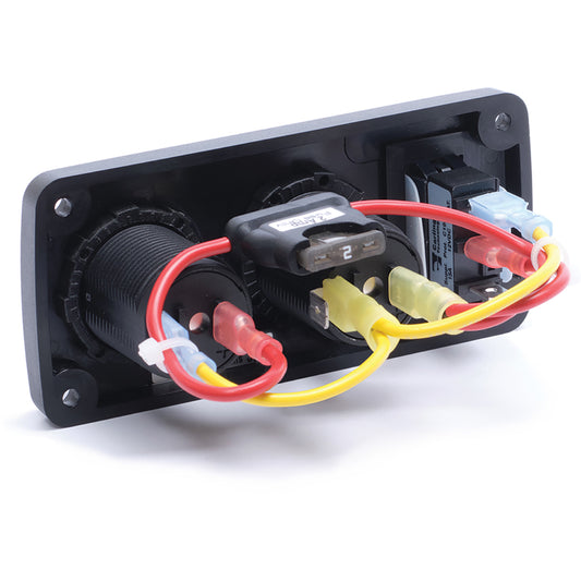 Painel Blue Sea 4363 c/ Disjuntor 15A Tomada 12V e USB Duplo