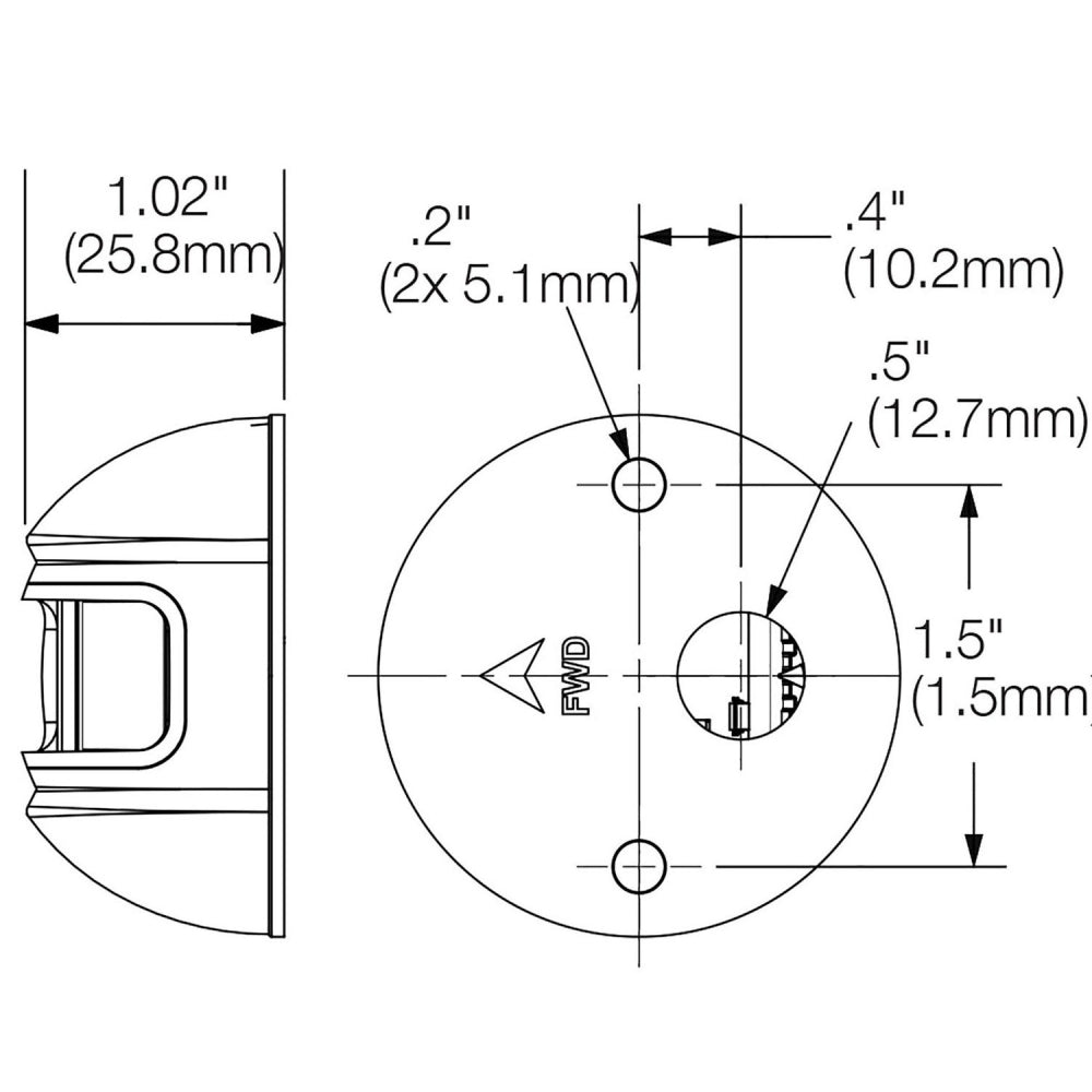 Luz de Navegação Bombordo e Boreste Inox Attwood NV3012SS-1 2nm (PAR)
