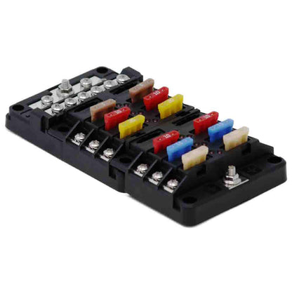 Porta Fusível Lâmina 12 Vias c/ Barramento Negativo LED EGIS 8026B