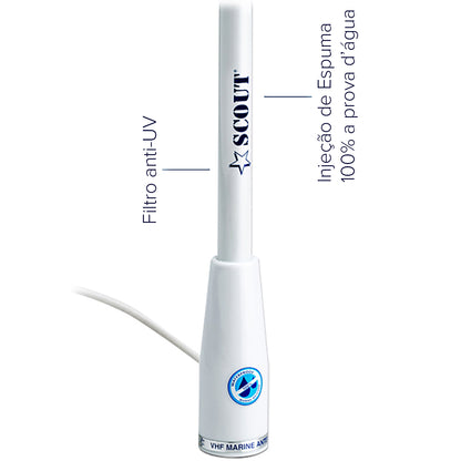 Antena VHF Marítima Scout KS-21 1.0m 3dB c/ Cabo