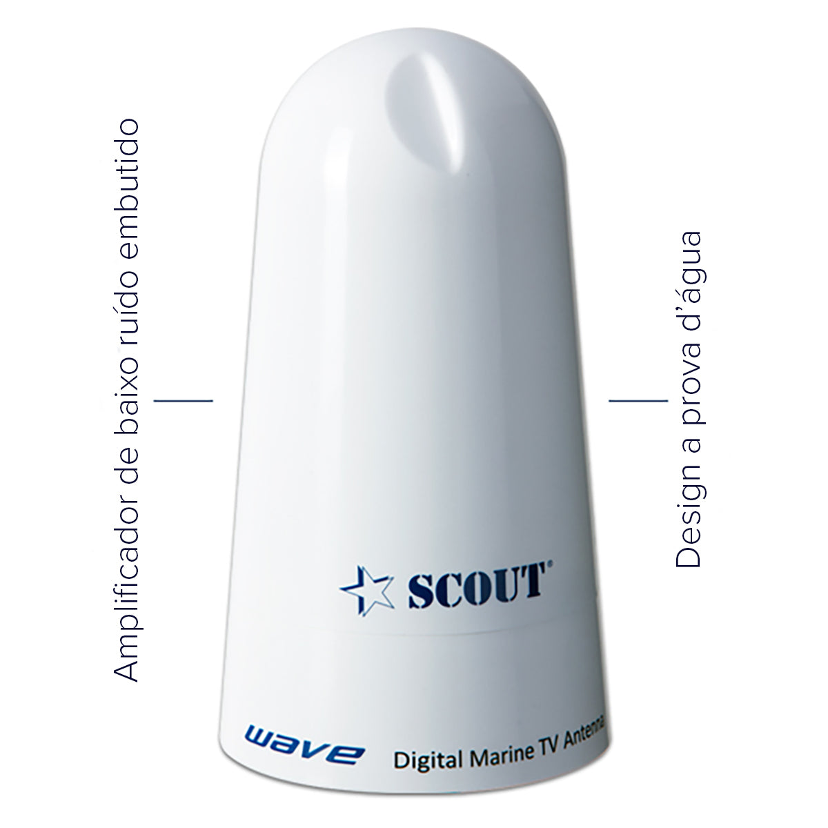 Antena TV/FM Omnidirecional Marítima Scout Wave Kit c/ Amp