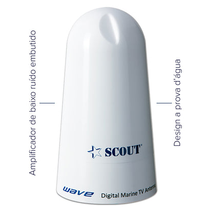 Antena TV/FM Omnidirecional Marítima Scout Wave Kit c/ Amp