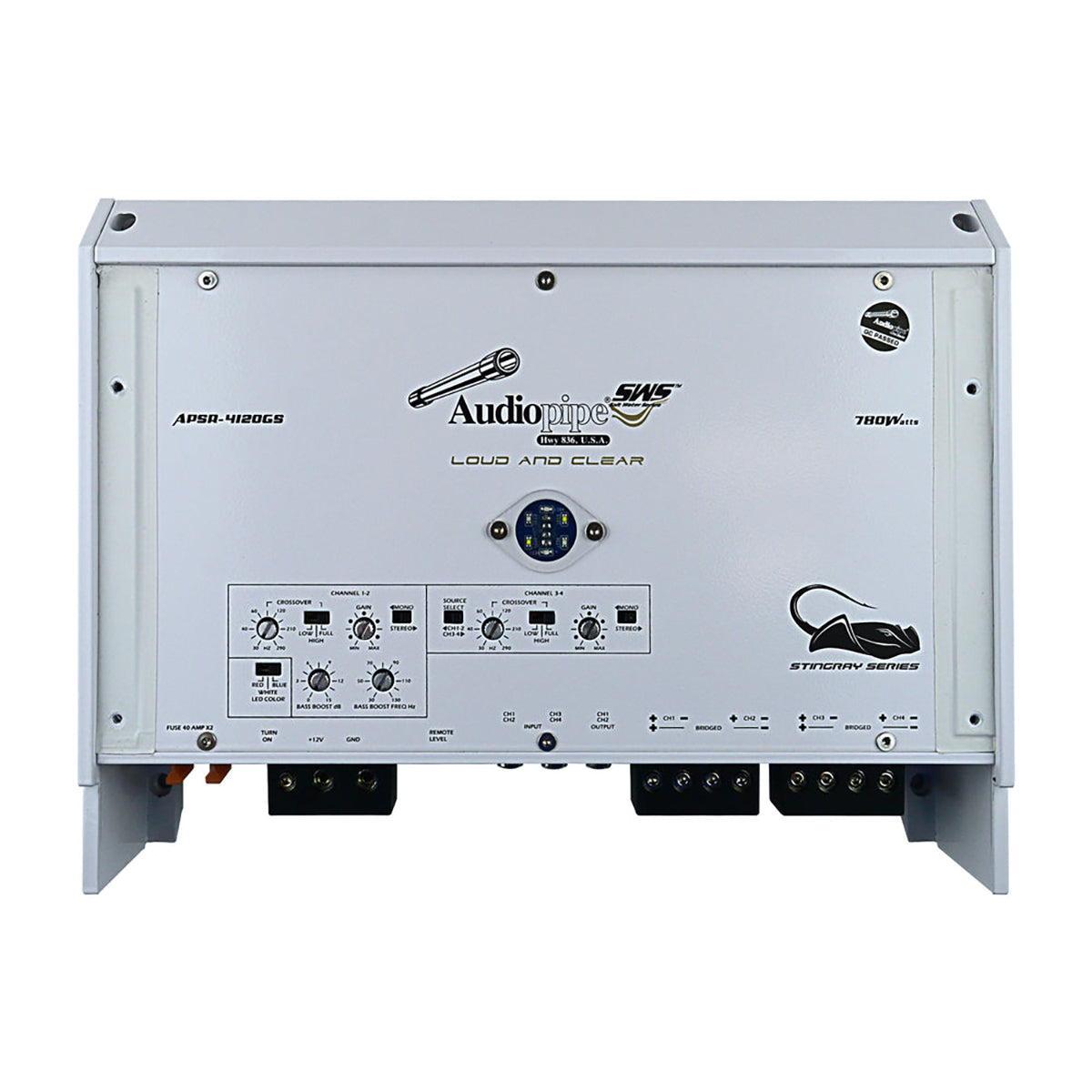 Amplificador Marítimo 4 CH Classe D Audiopipe APSR-4120GS