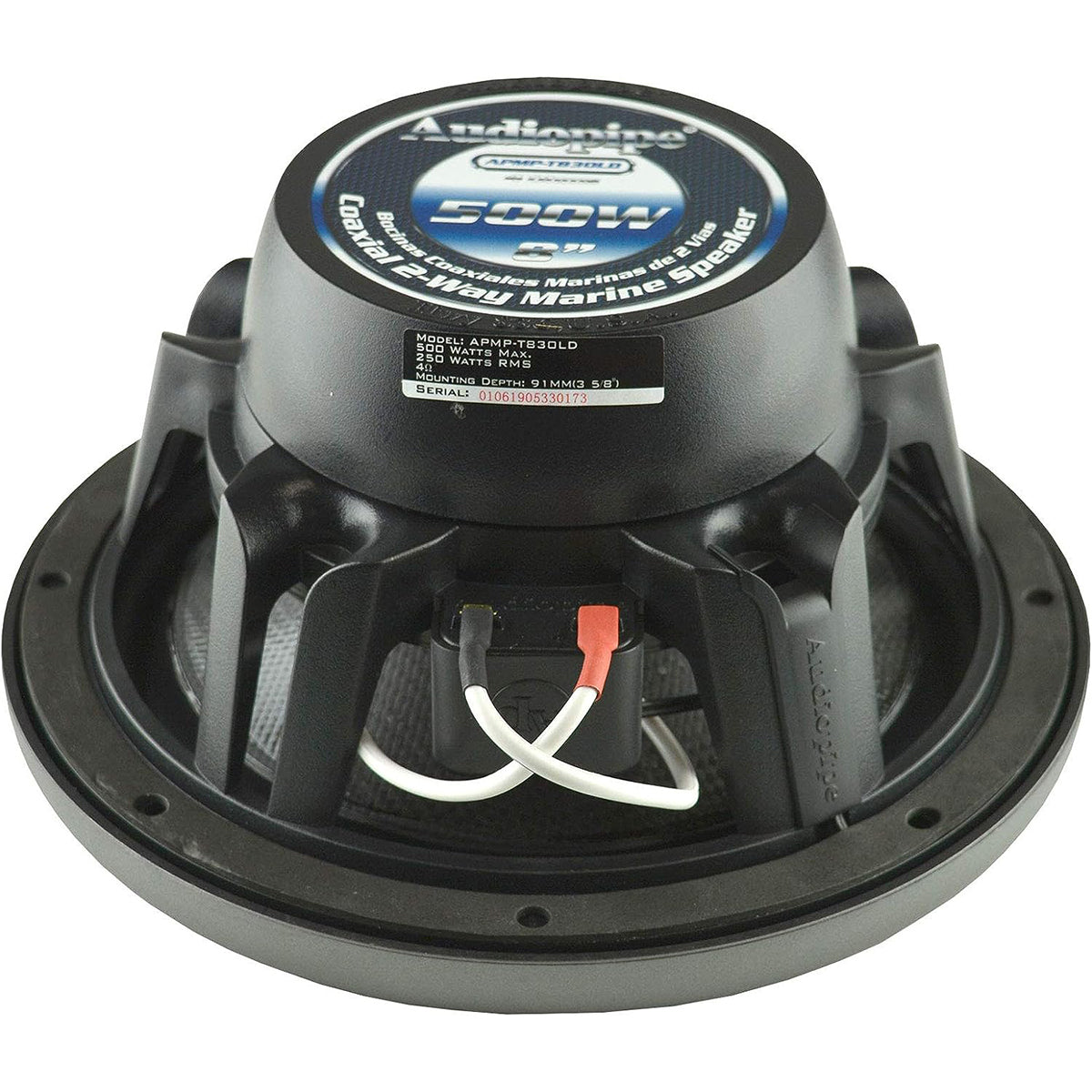 Alto Falante Marítimo 8 Pol c/ LED Audiopipe APMP-T830LD PAR